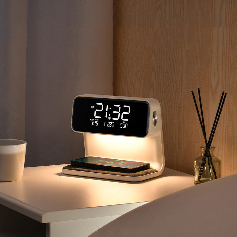 3-in-1 LED Bedside Lamp With Wireless Charger, Touch Control, 5 Color Modes, Dimmable, Built-in Clock – For Nightstand, Office, Gifts