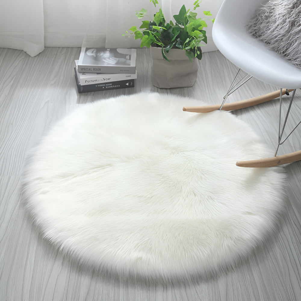 Round Plush Bedroom Floor Rug