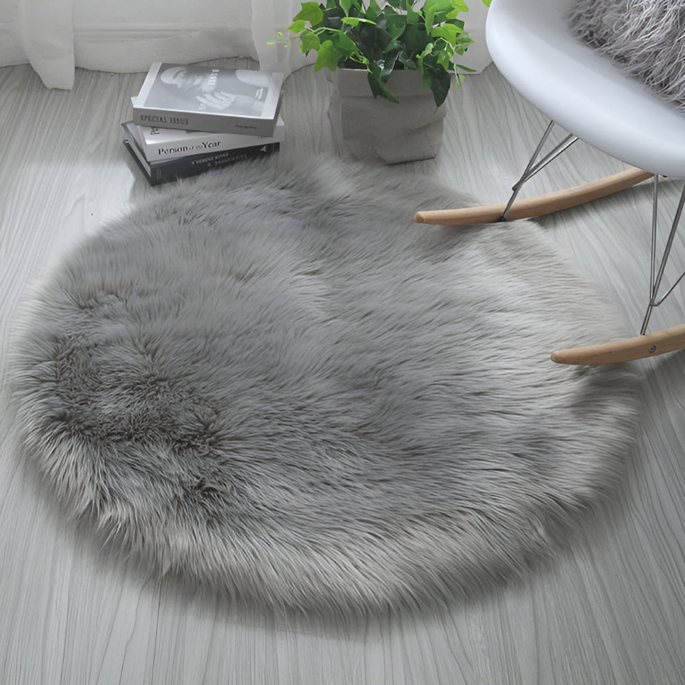 Round Plush Bedroom Floor Rug