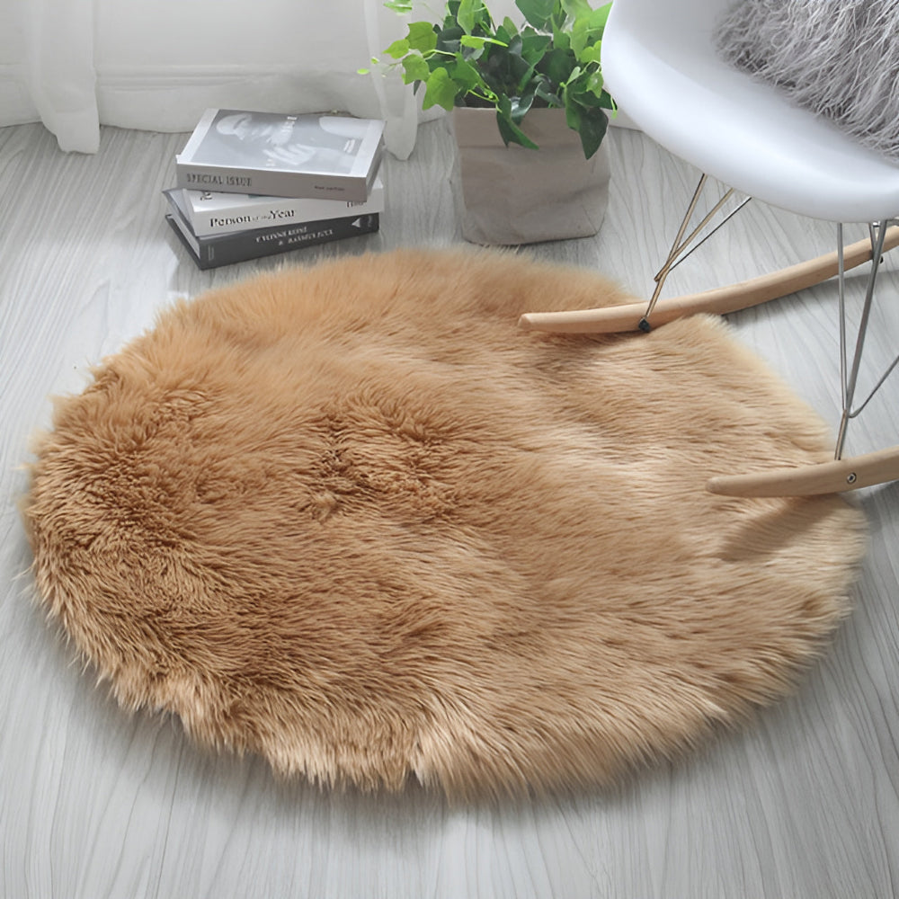 Round Plush Bedroom Floor Rug
