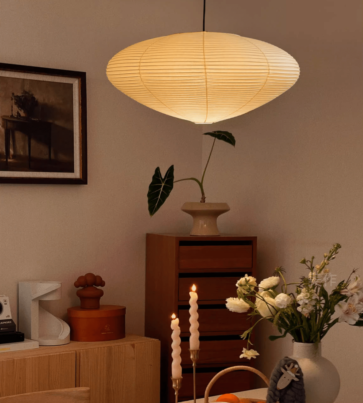 Japanese Paper Saucer Ceiling Light