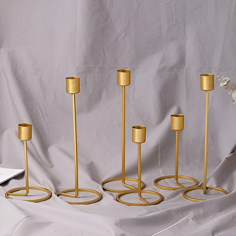 Radiant Gold Metal Candlestick Stand