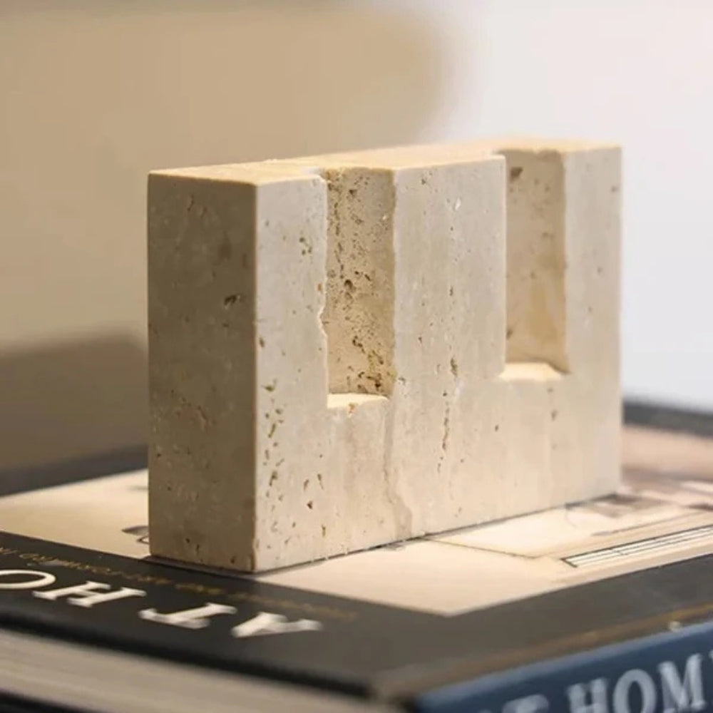 Artisan Travertine Taper Candle Block