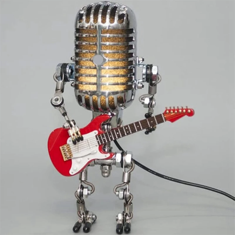 Retro Microphone Robot Metal Desk Lamp