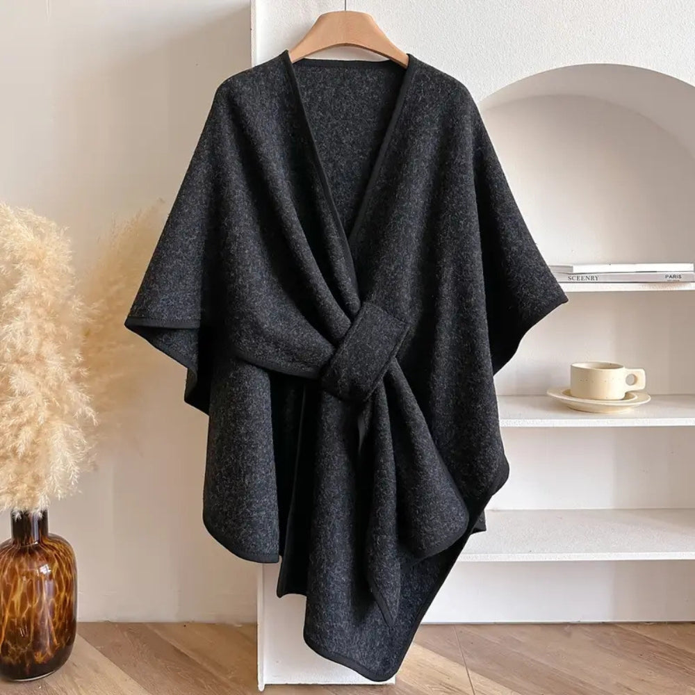 Draped Windproof Shawl Coat