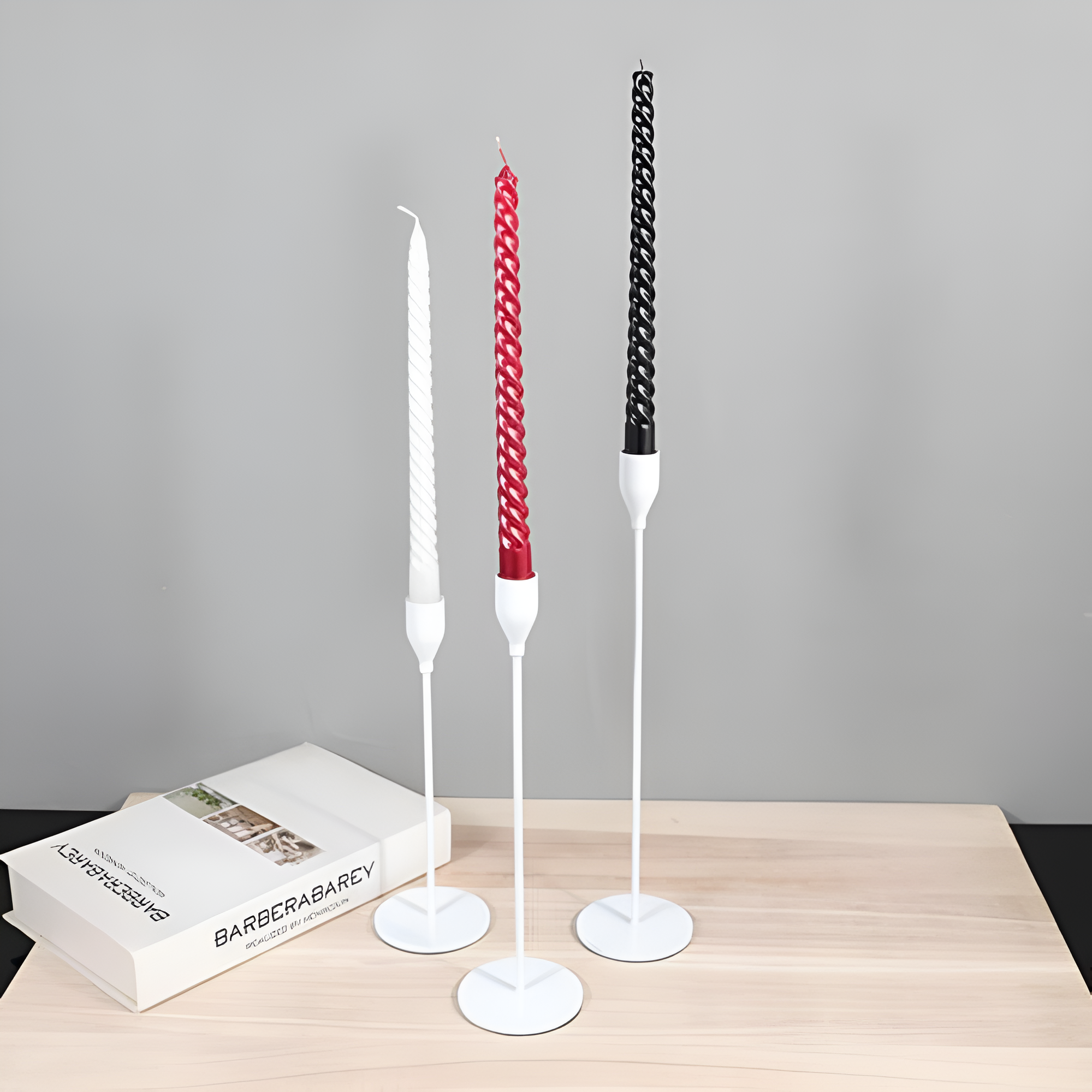 Brushed Metal Taper Holder Set