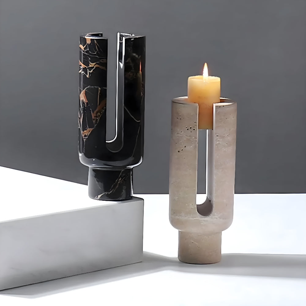 Geometric Marble Candle Holder