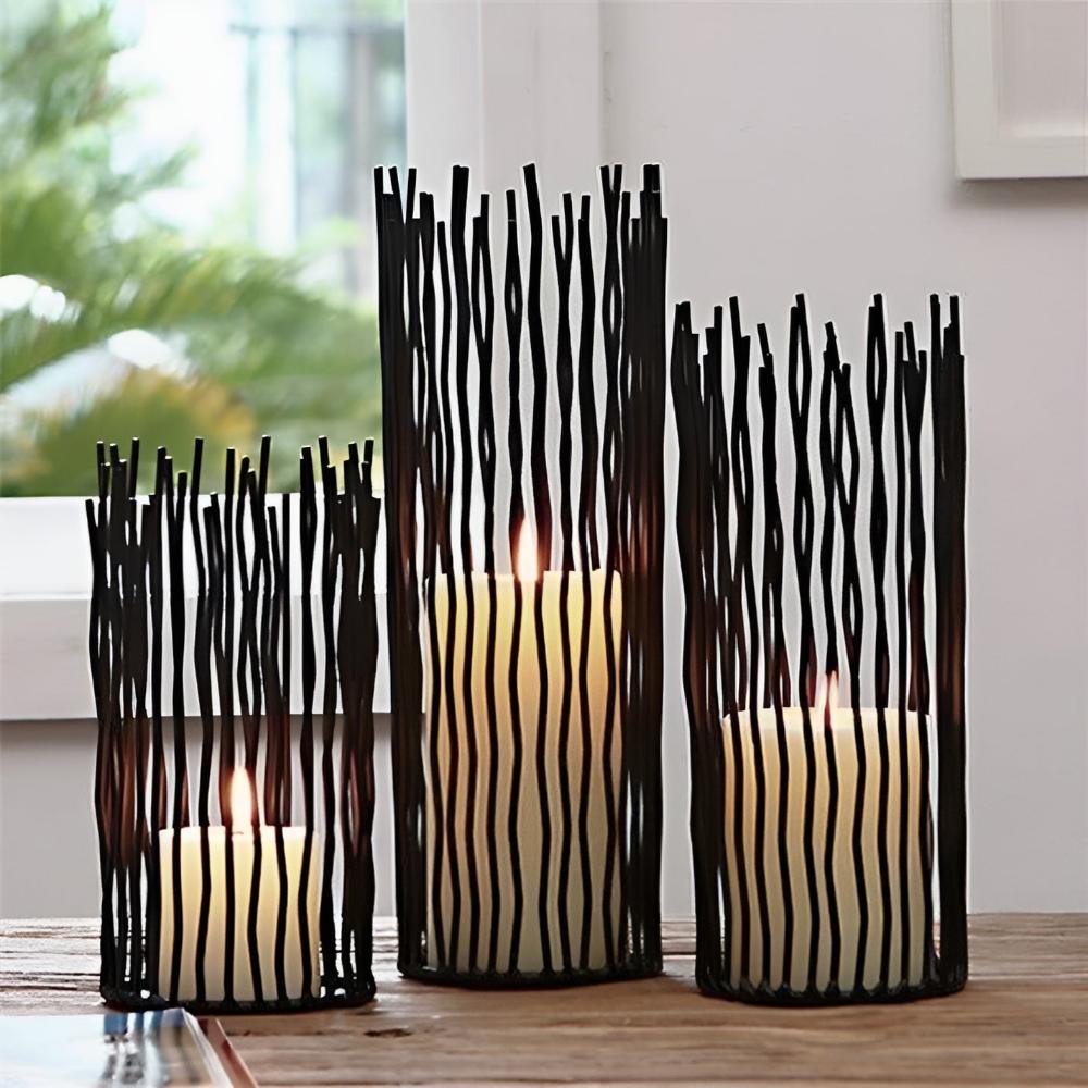Geometric Iron Candlestick Stand