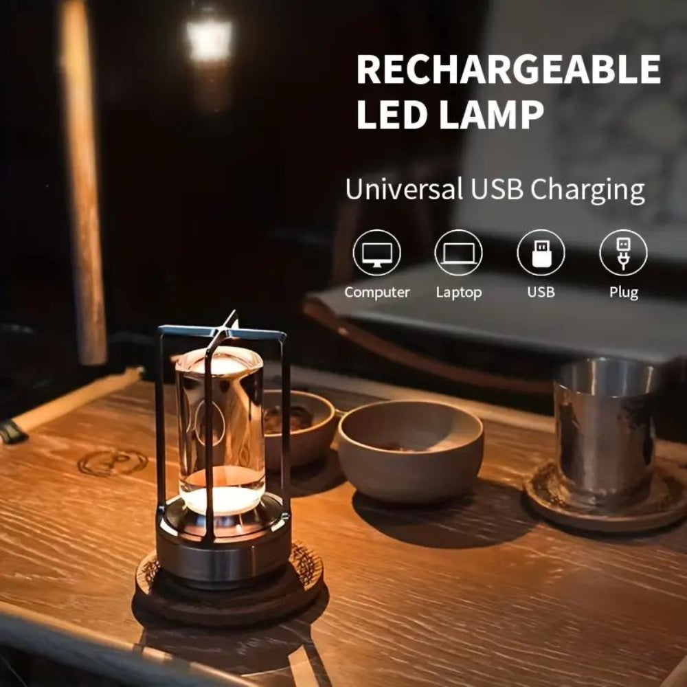 Metal Frame Cordless Lantern Lamp