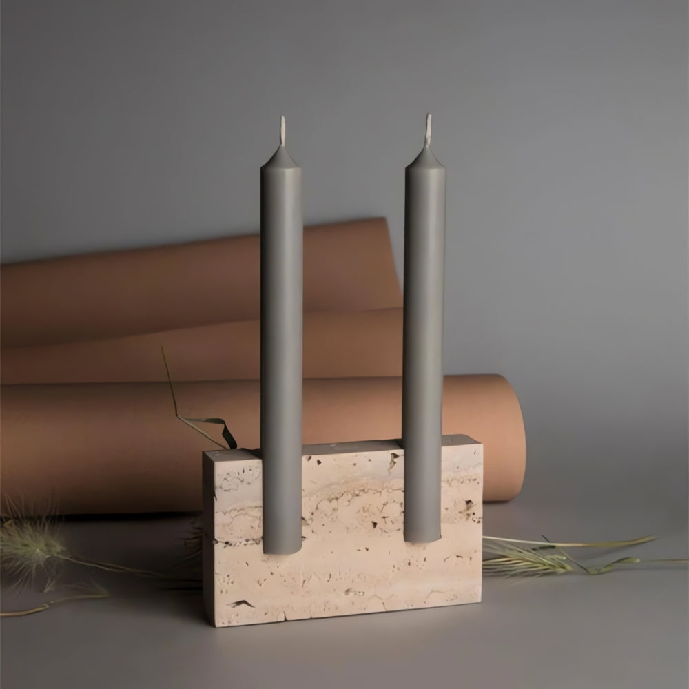 Artisan Travertine Taper Candle Block