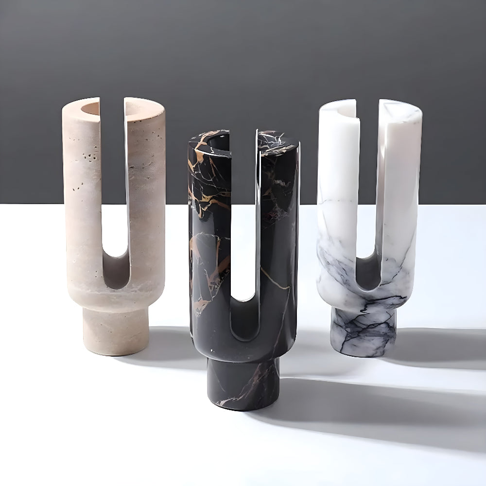 Geometric Marble Candle Holder