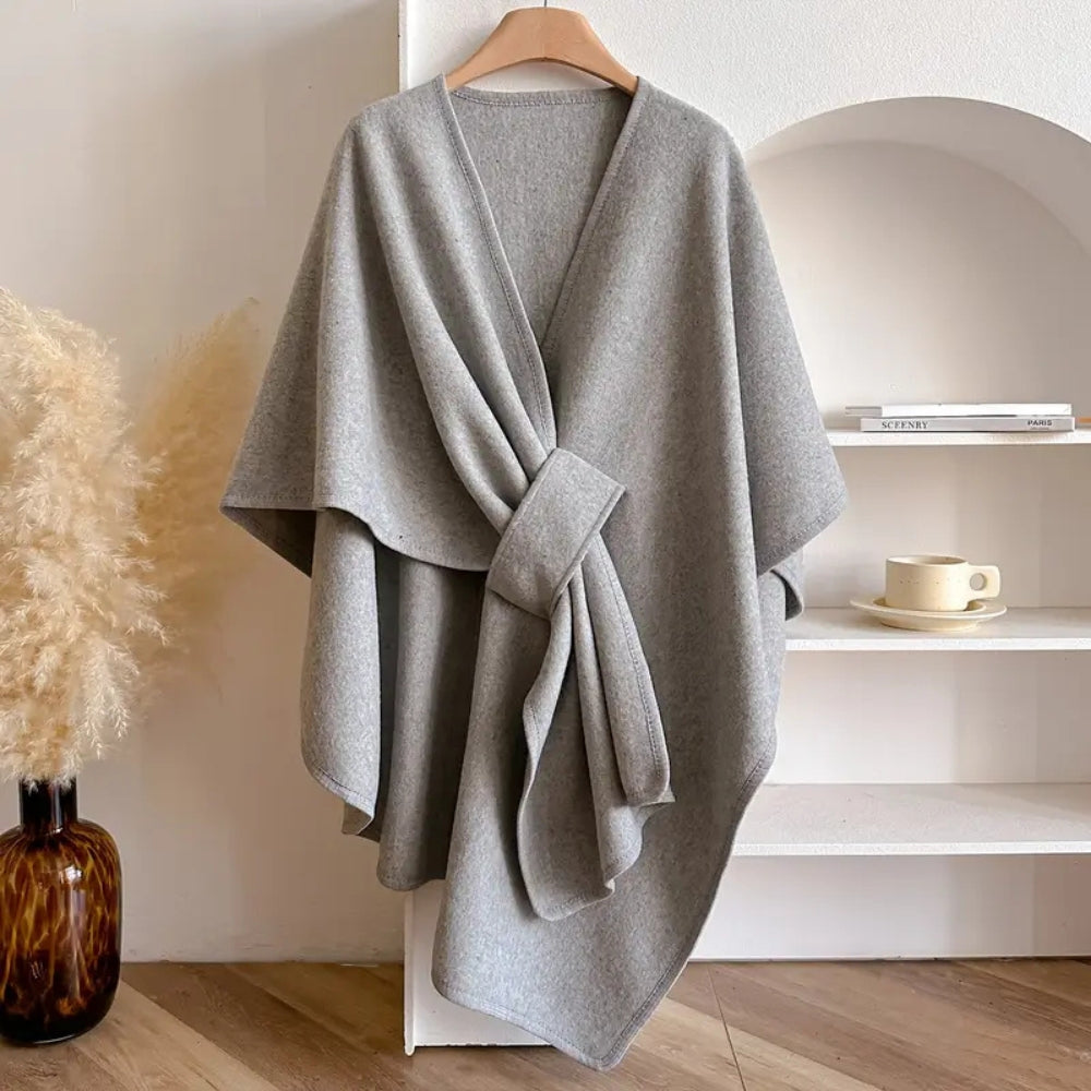 Draped Windproof Shawl Coat