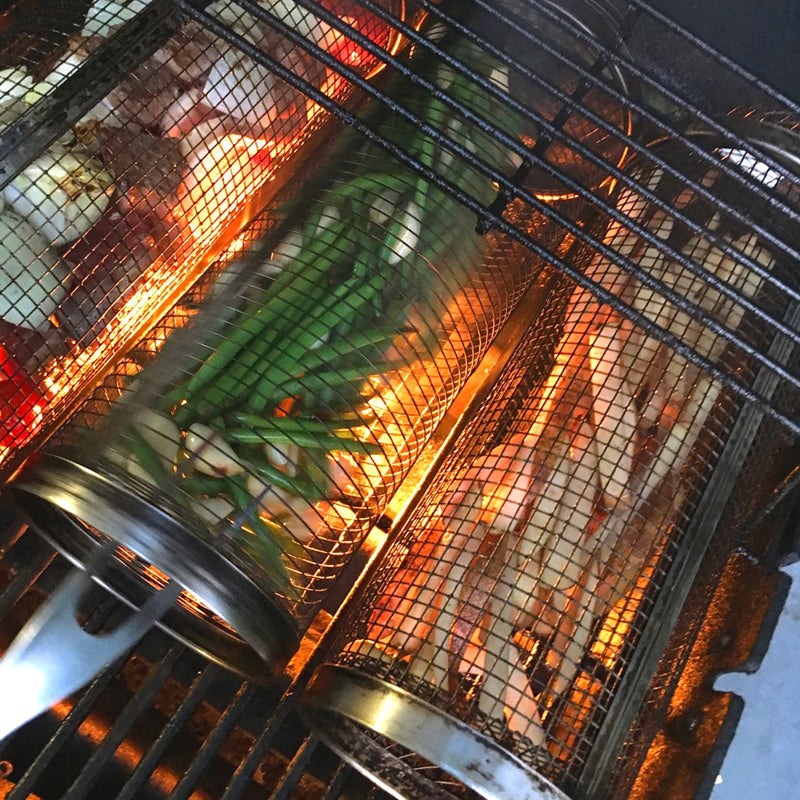 Rotating Grill Basket Cage