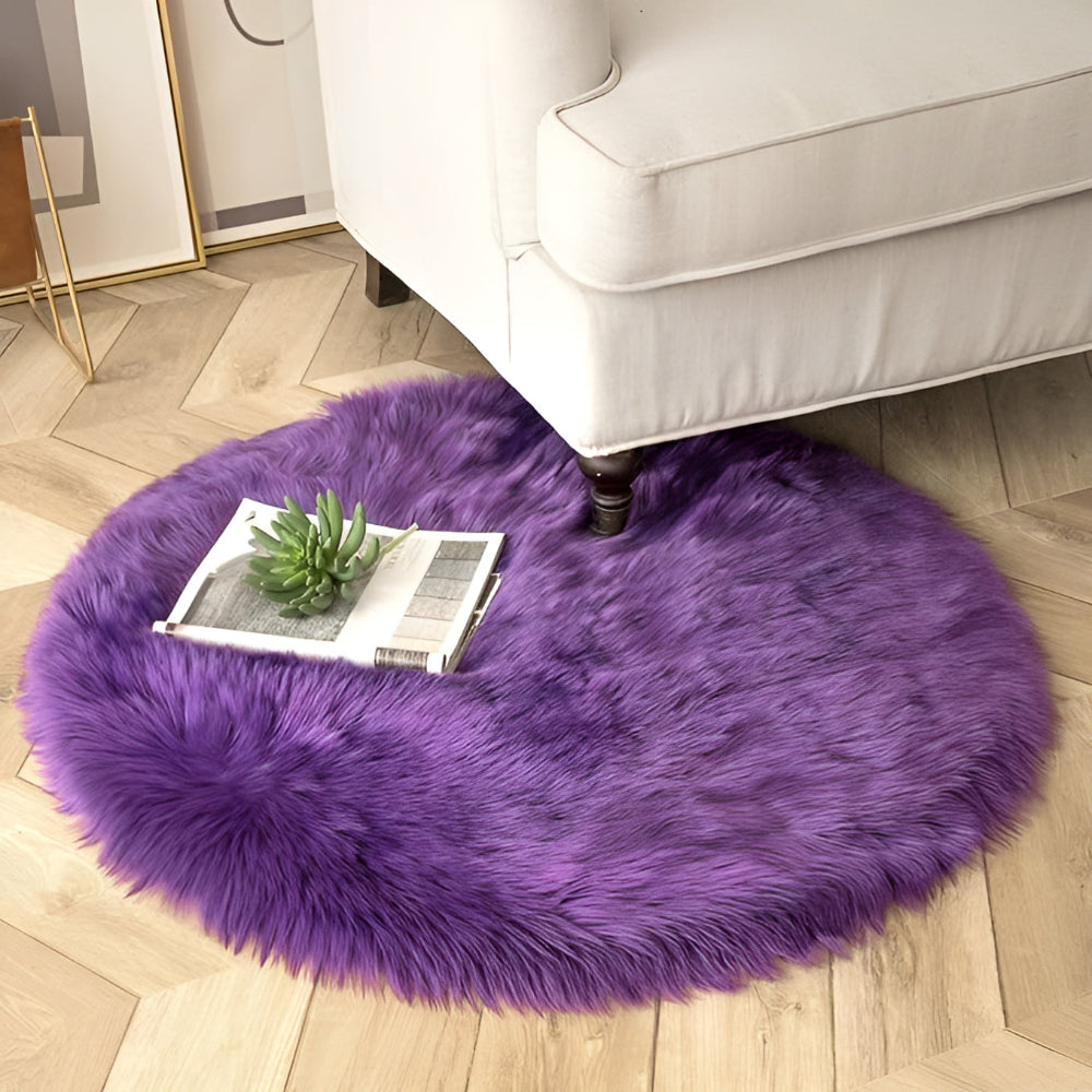 Round Plush Bedroom Floor Rug
