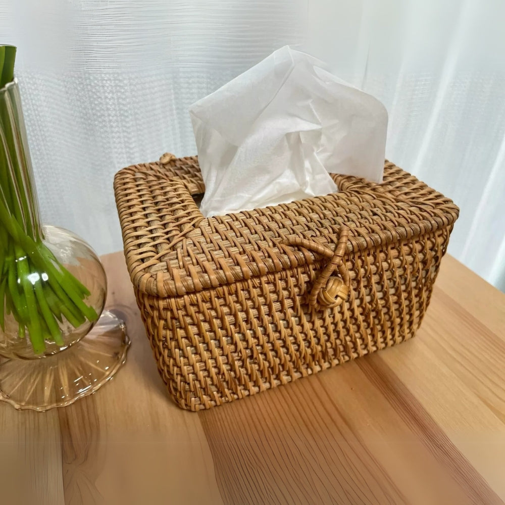 Woven Rattan Tissue Holder