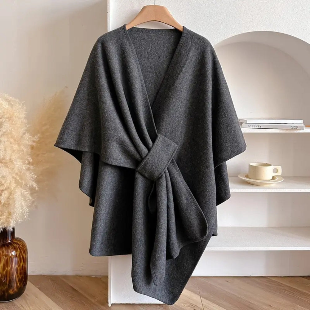 Draped Windproof Shawl Coat