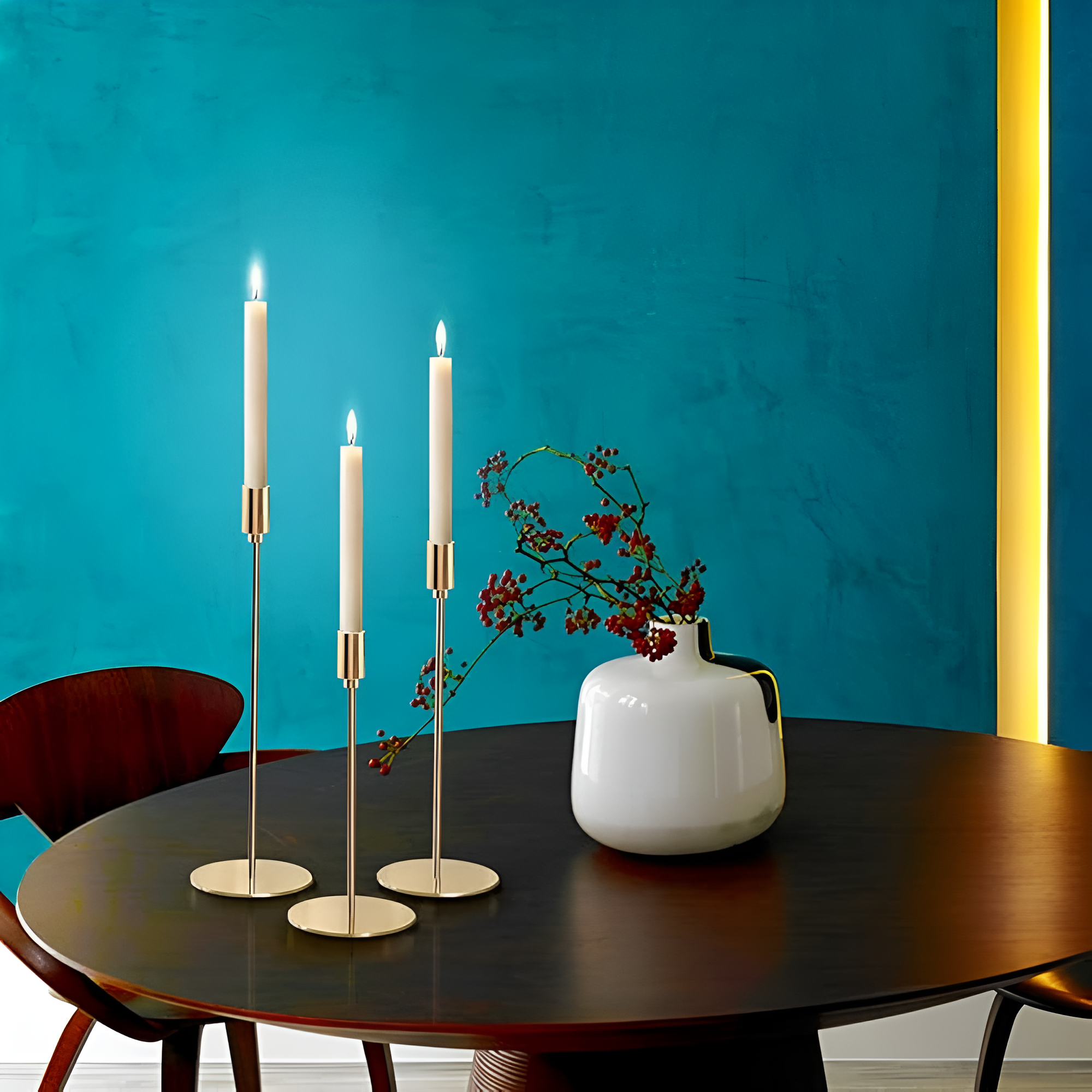 Brushed Metal Taper Holder Set