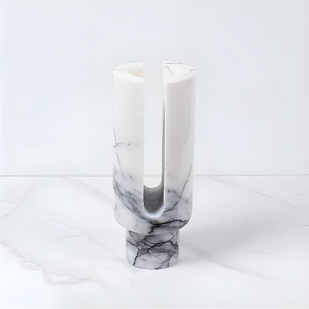 Geometric Marble Candle Holder