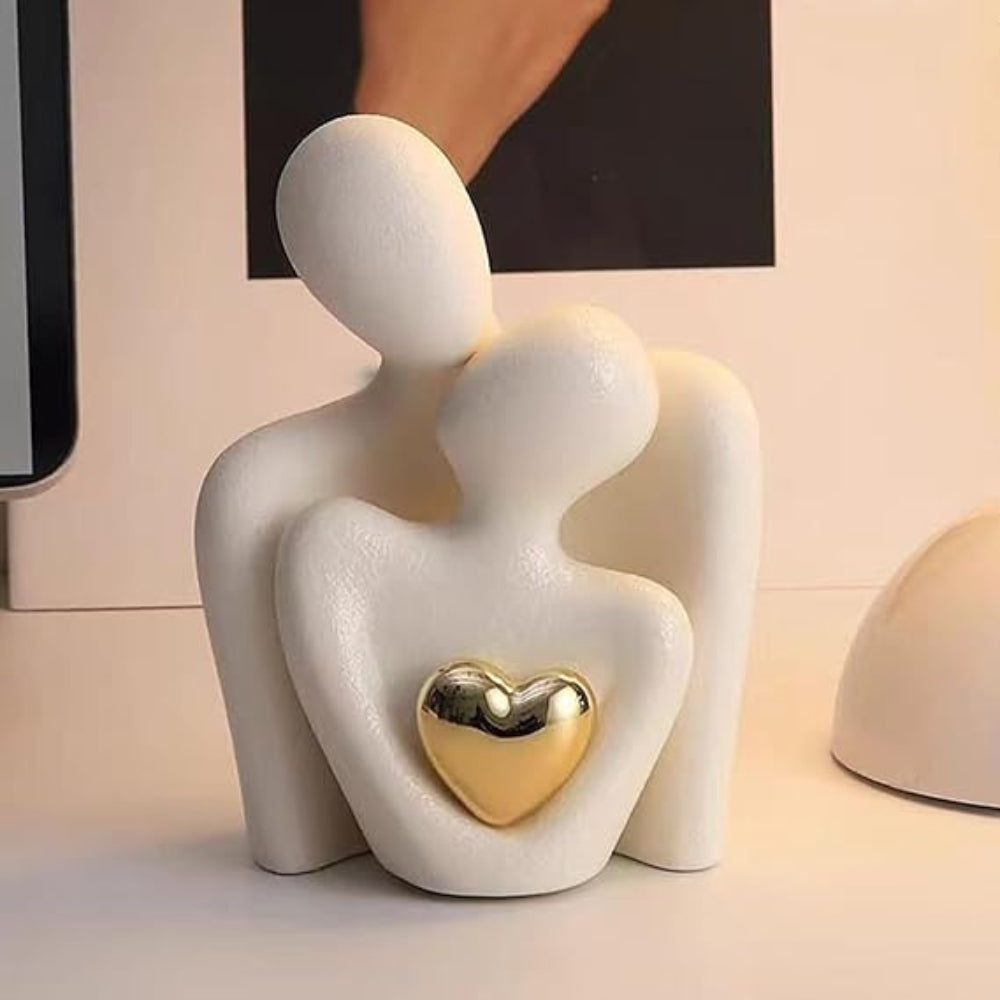 Embrace Couple Heart Sculpture