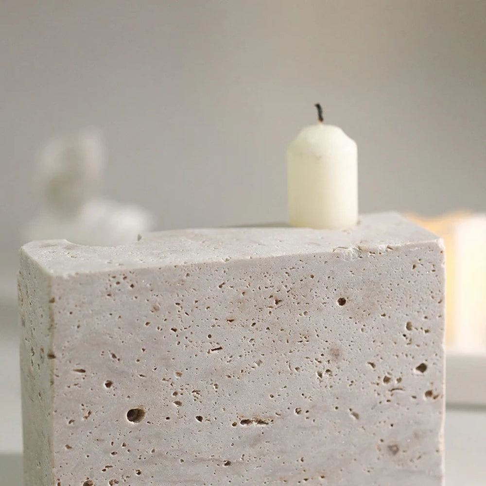 Artisan Travertine Taper Candle Block