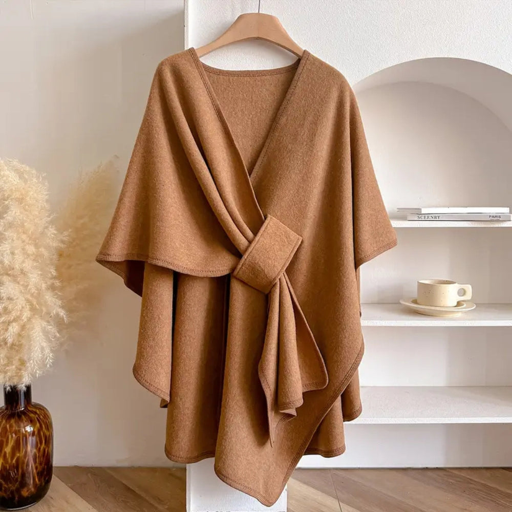 Draped Windproof Shawl Coat