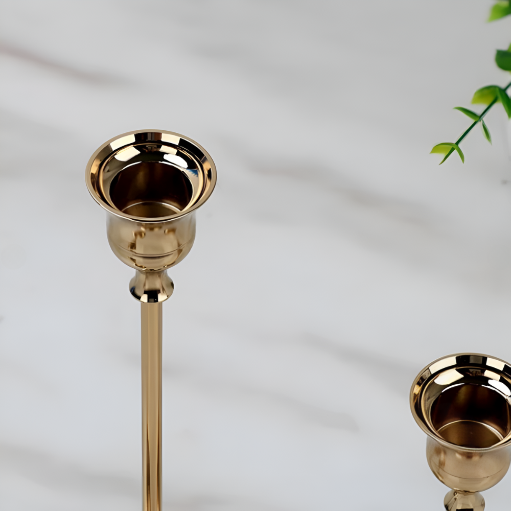 Gold Taper Candle Holder Set