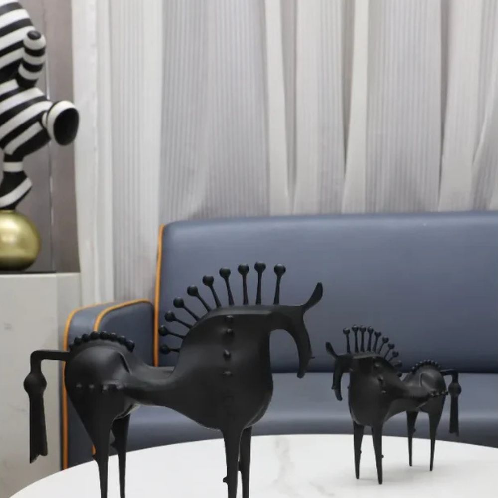 Abstract Metal Horse Sculpture