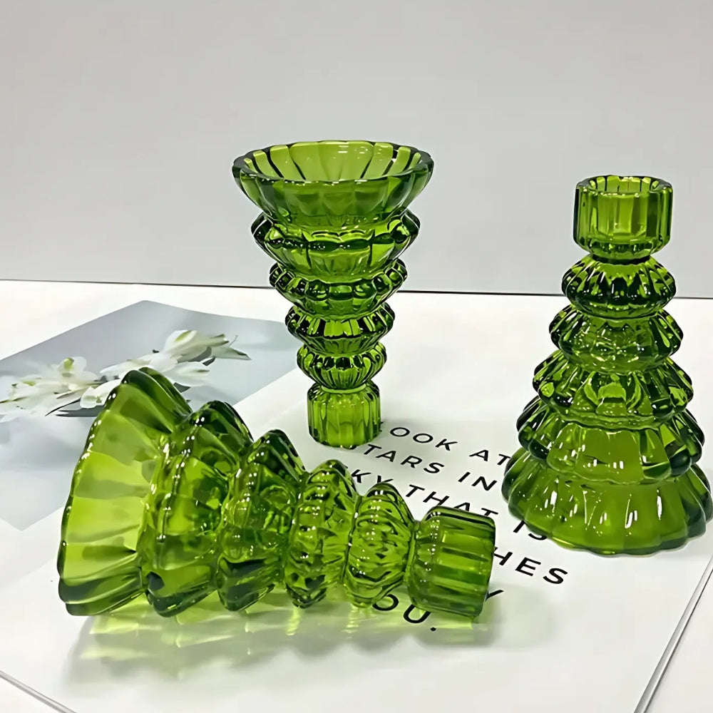 Glass Candle Holder Set