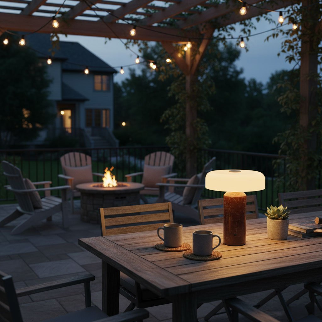 Marble Column Table Lamp