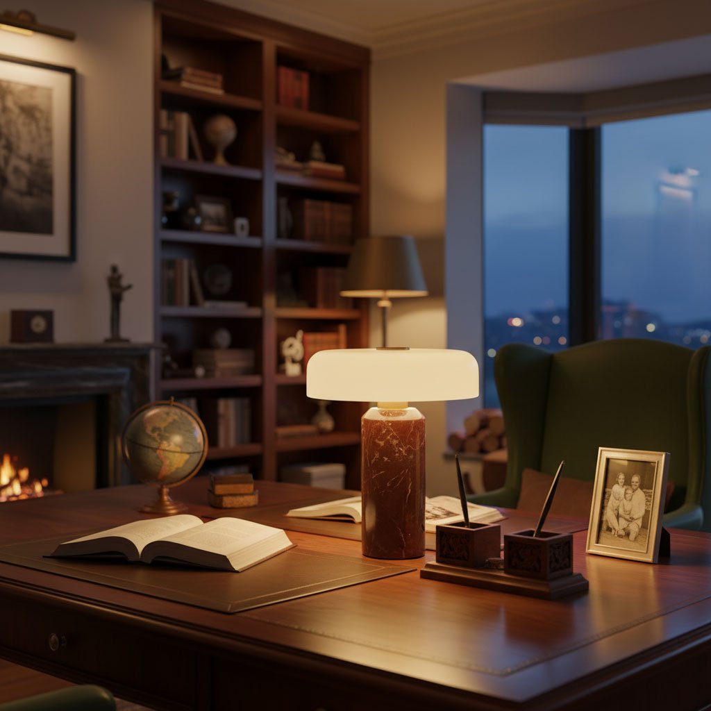 Marble Column Table Lamp