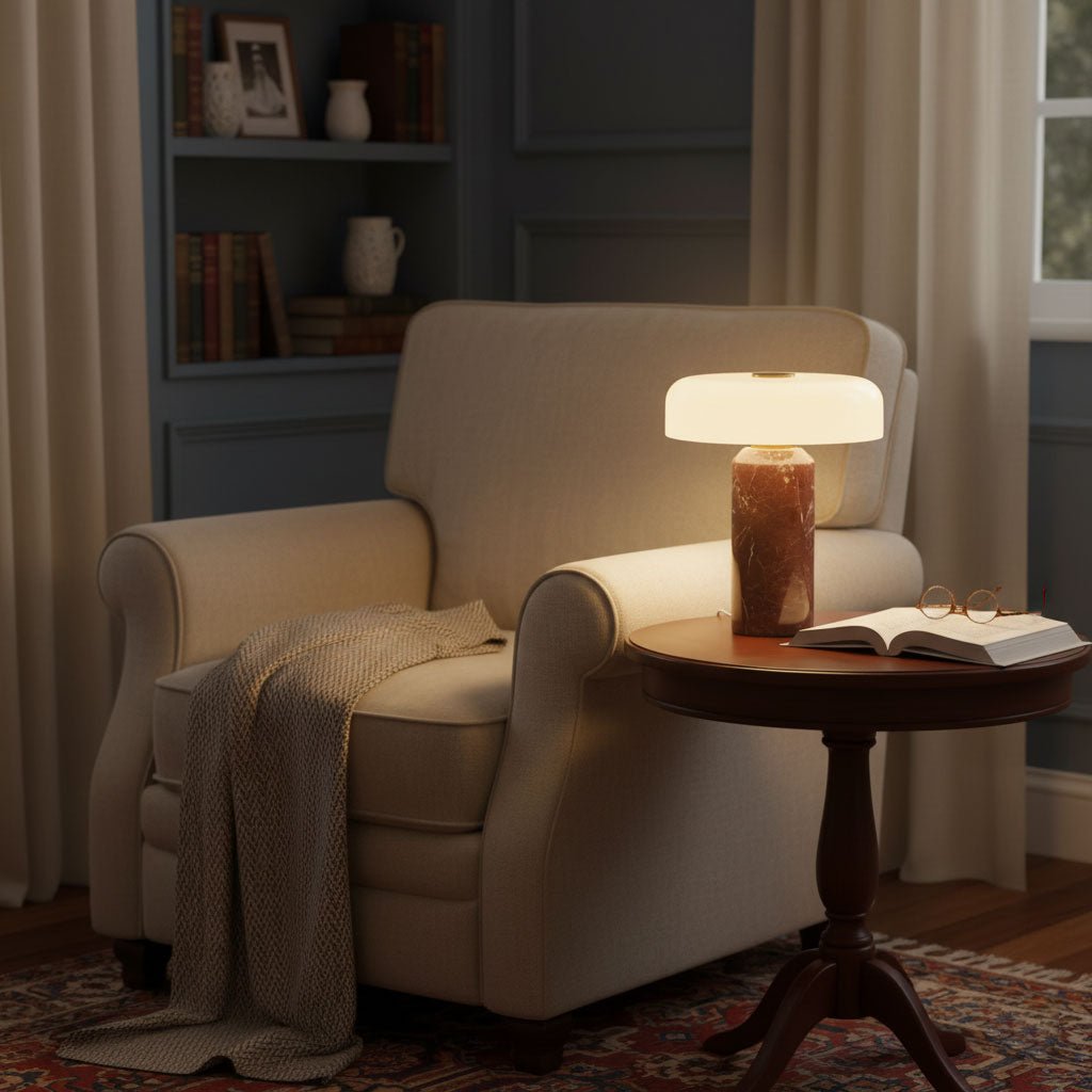 Marble Column Table Lamp