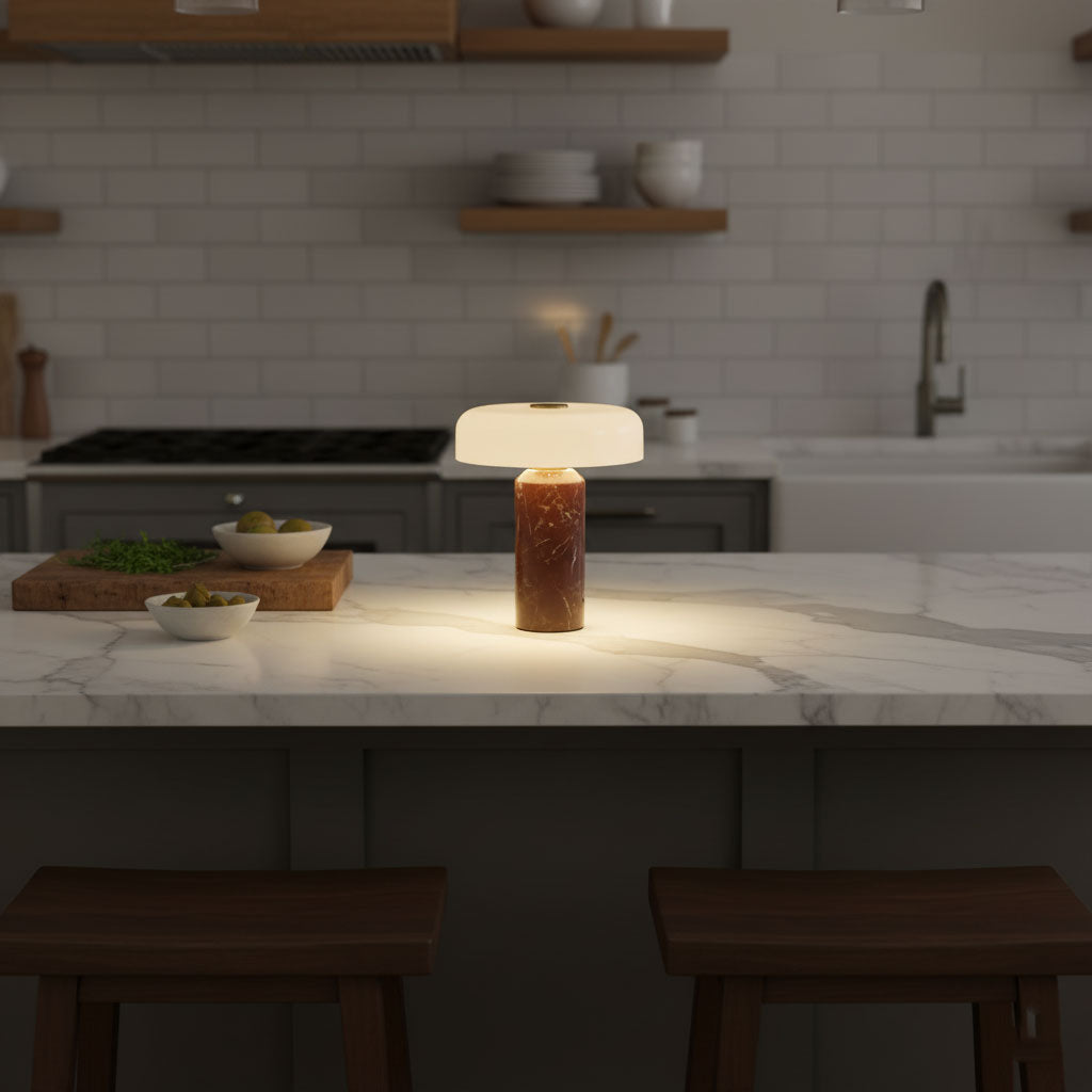 Marble Column Table Lamp