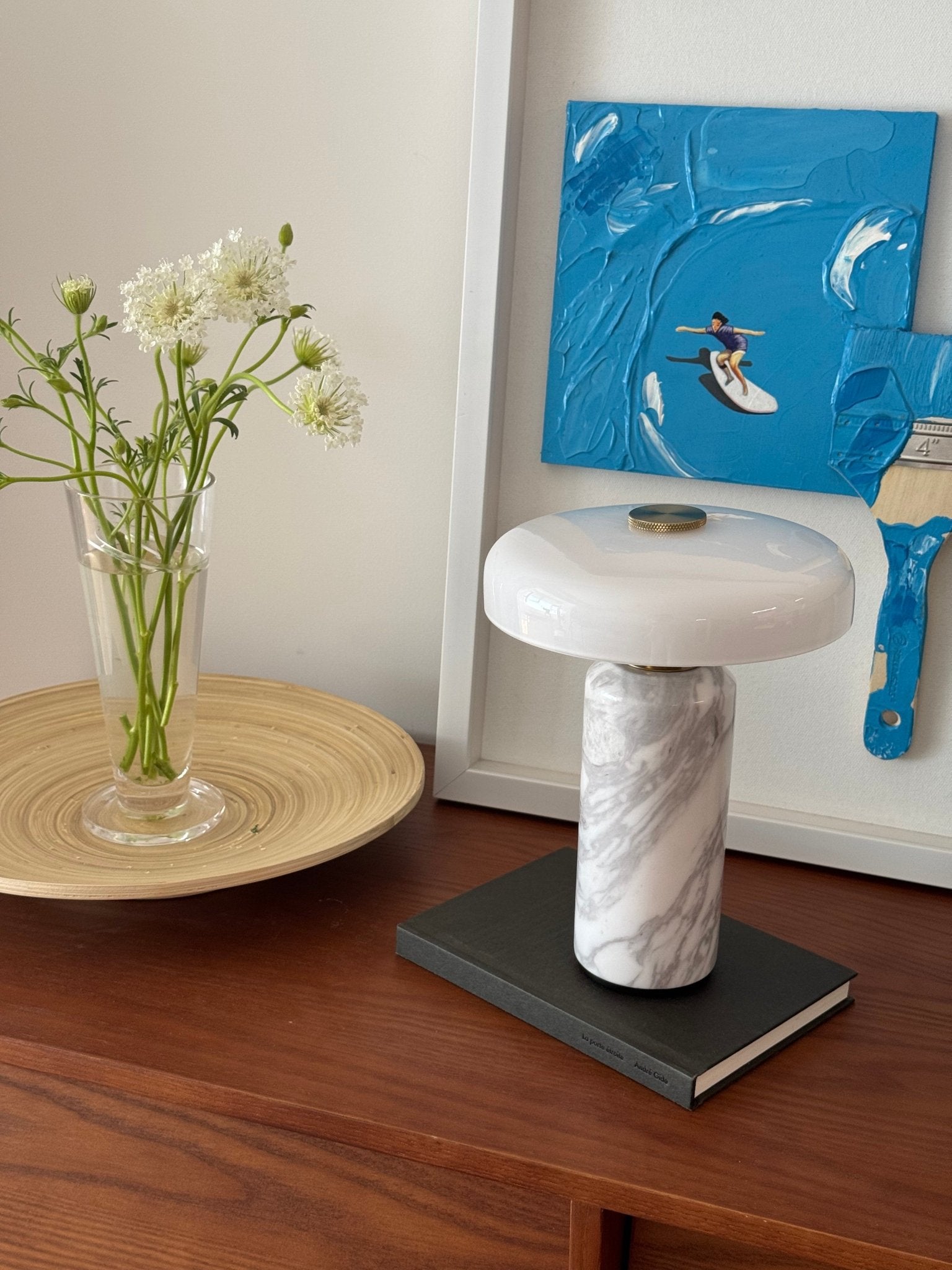 Marble Column Table Lamp