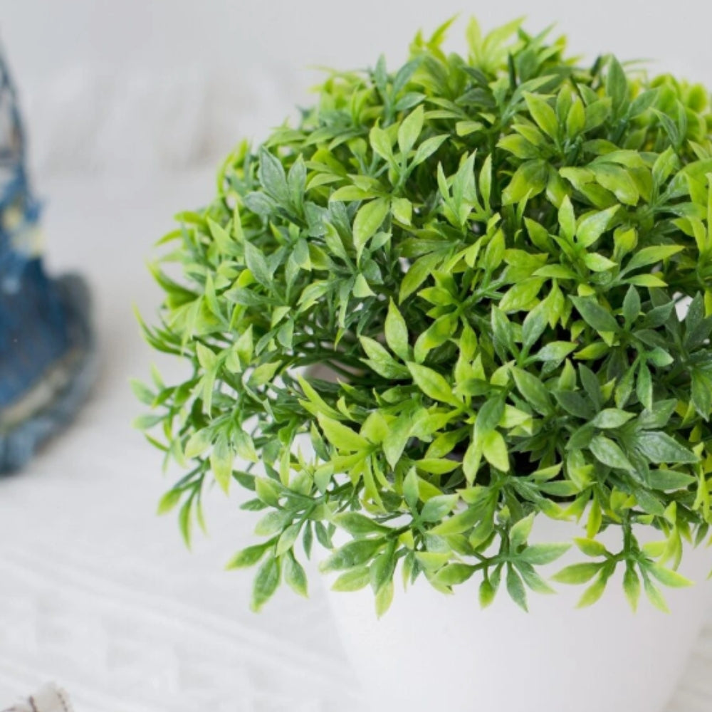 Potted Boxwood Faux Bonsai Decor