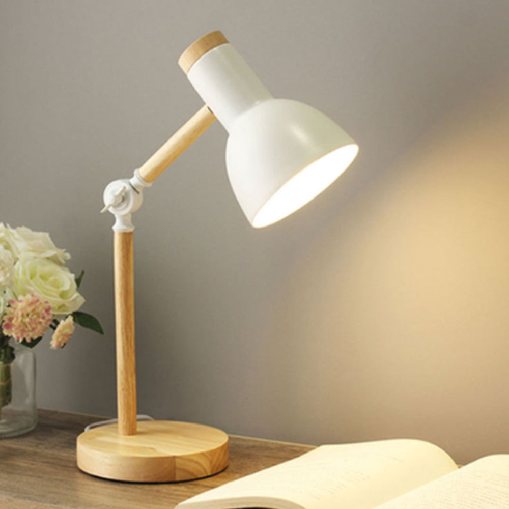 Adjustable Wood & Iron Desk Lamp