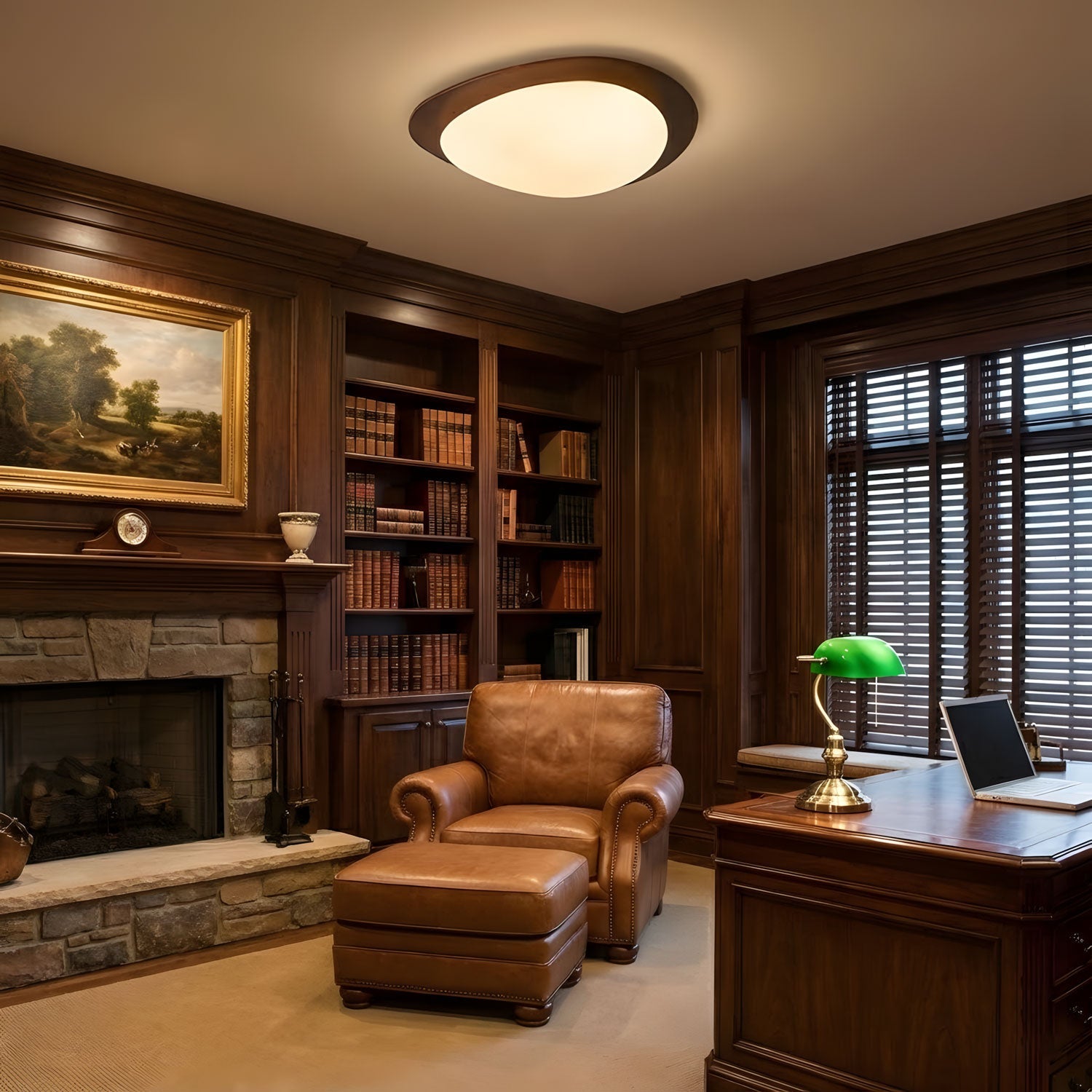 Flush Mount Pebble Wooden Ceiling Light