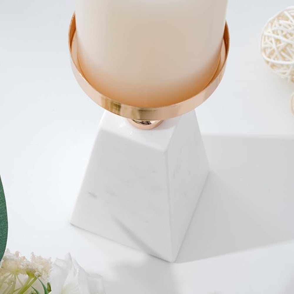 Natural Marble & Gold Candle Holde