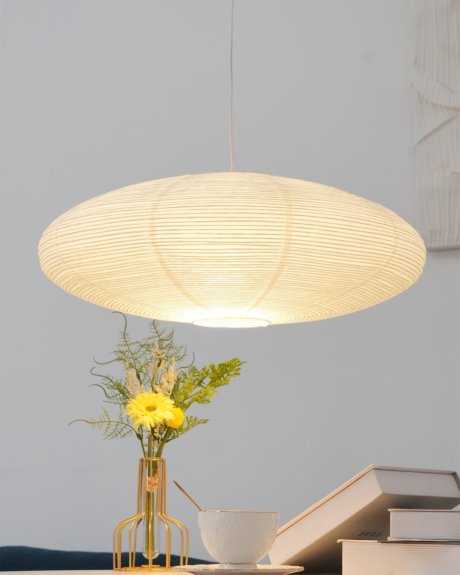 Japanese Paper Saucer Ceiling Light