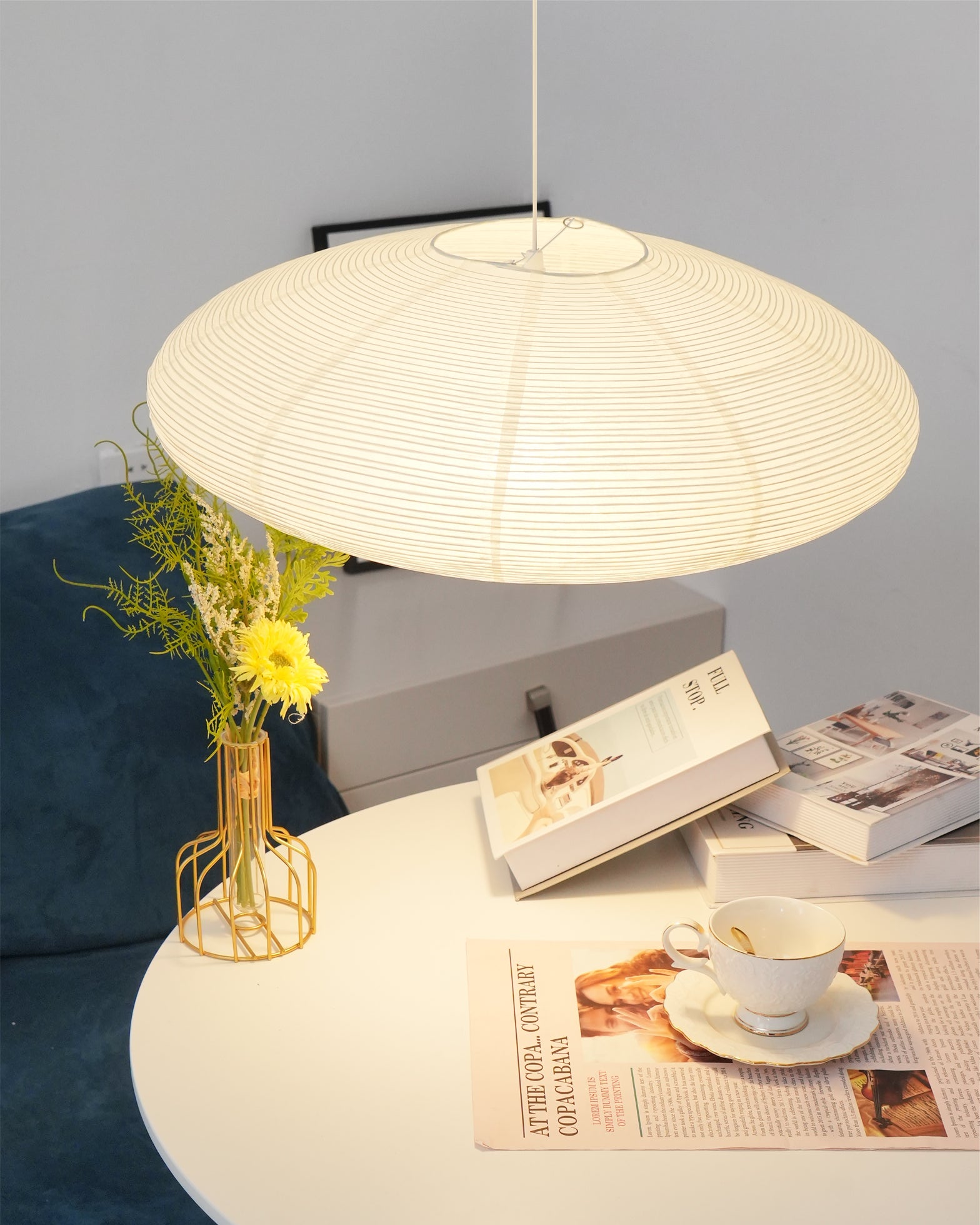 Japanese Paper Saucer Ceiling Light