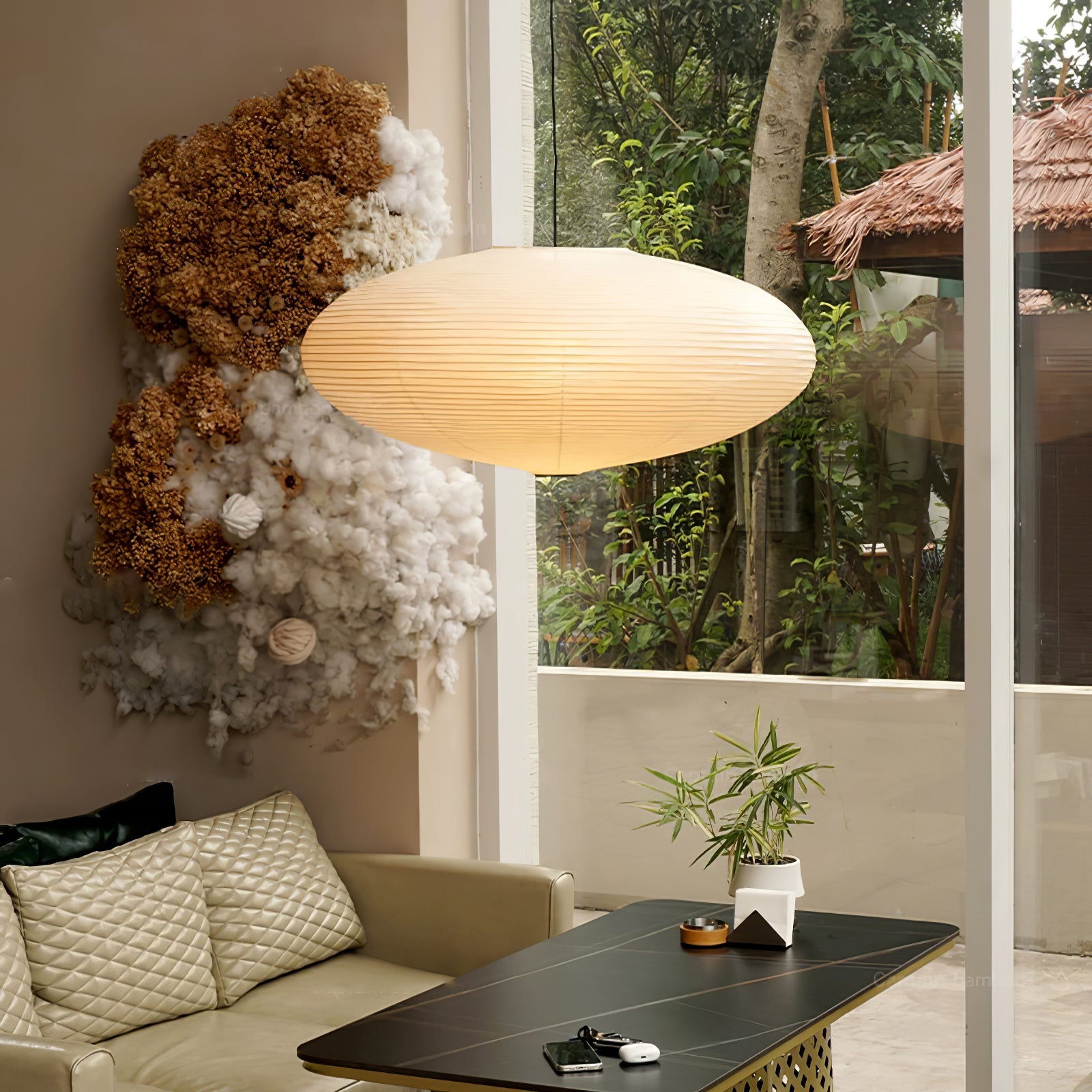 Japanese Paper Saucer Ceiling Light