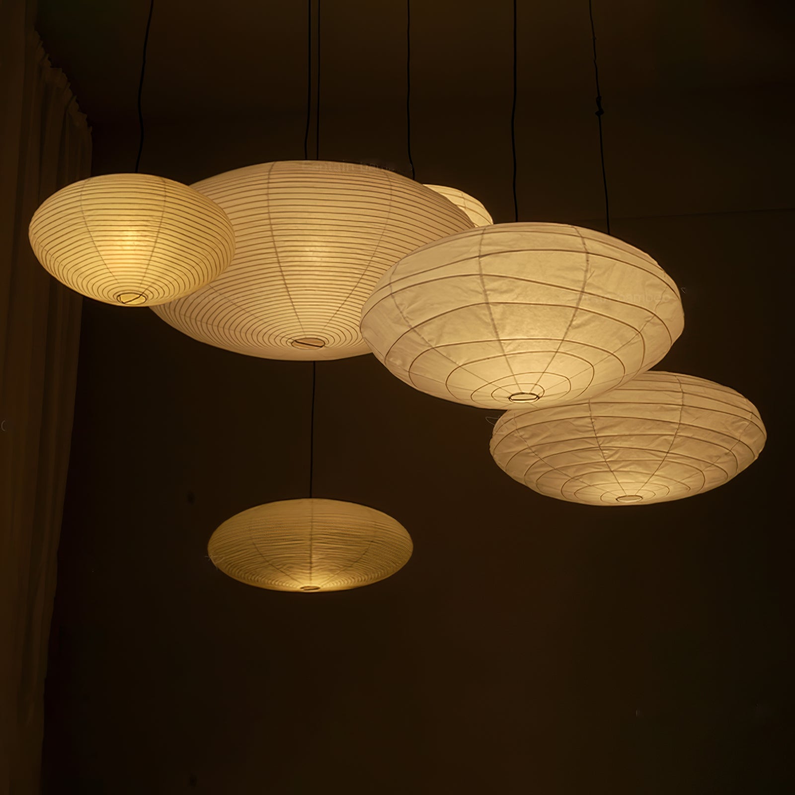 Japanese Paper Saucer Ceiling Light