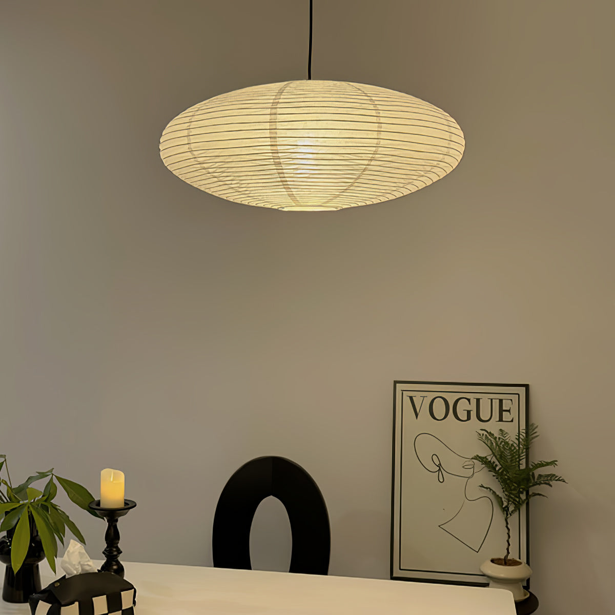 Japanese Paper Saucer Ceiling Light