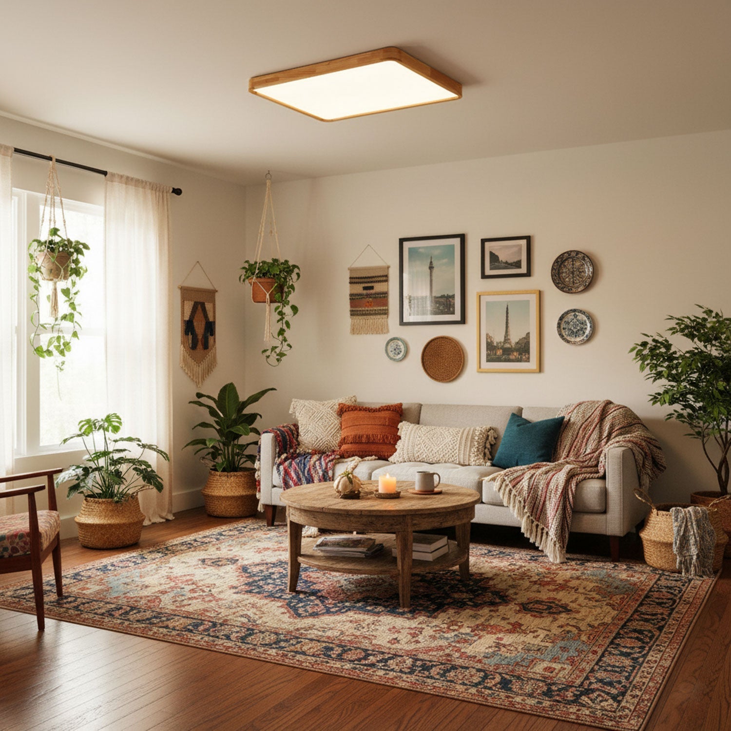 Wooden Flush Mount Ceiling Light