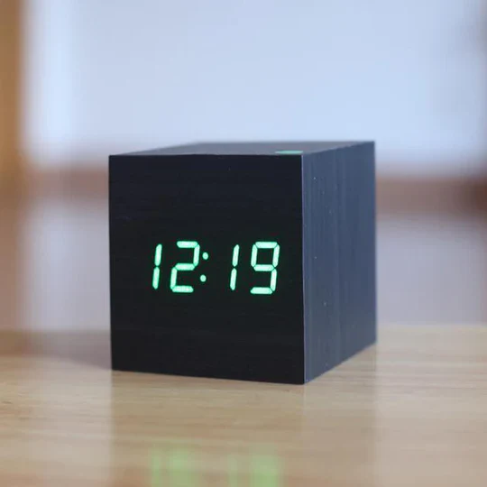 Woodgrain LED Desk Clock