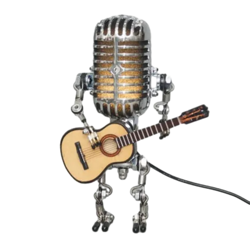Retro Microphone Robot Metal Desk Lamp