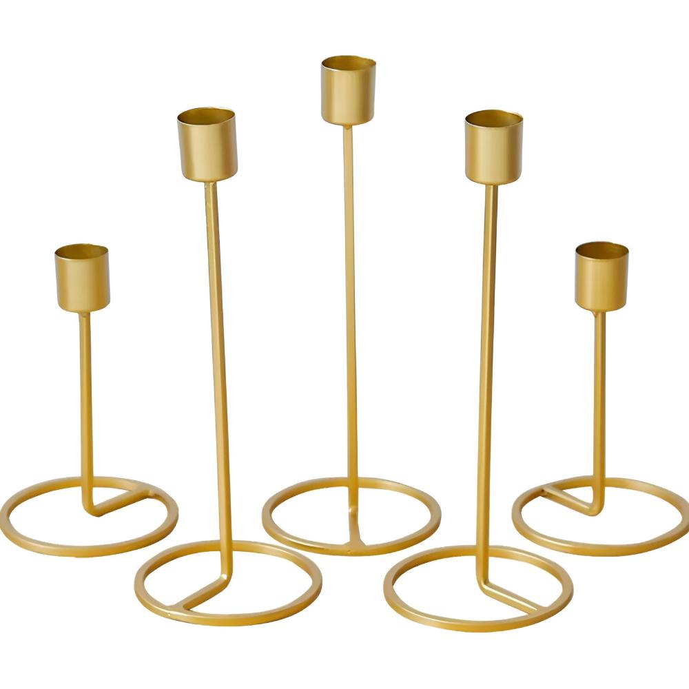 Radiant Gold Metal Candlestick Stand
