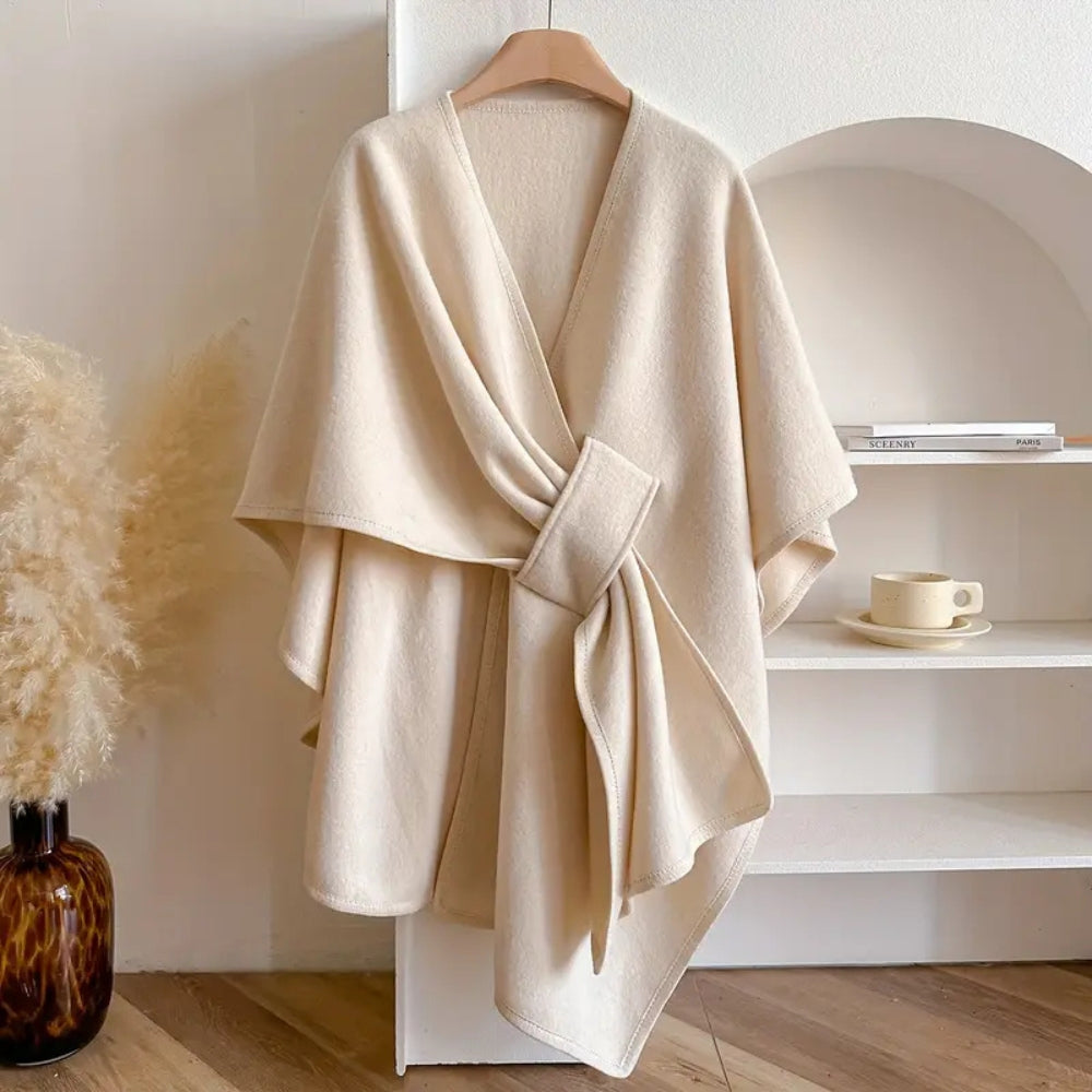 Draped Windproof Shawl Coat
