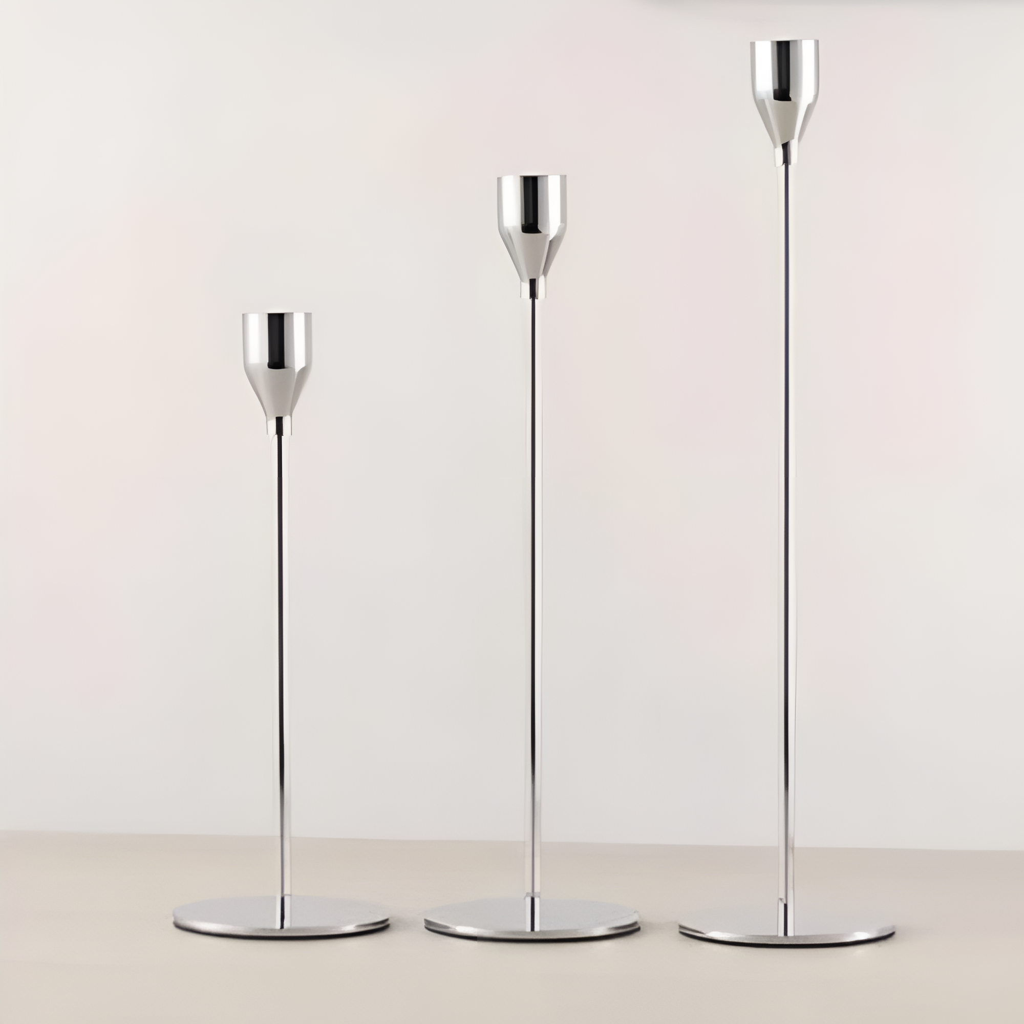 Brushed Metal Taper Holder Set