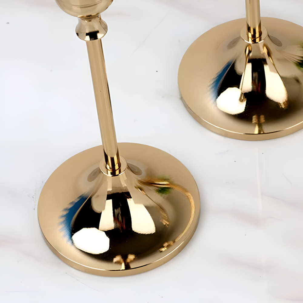 Gold Taper Candle Holder Set