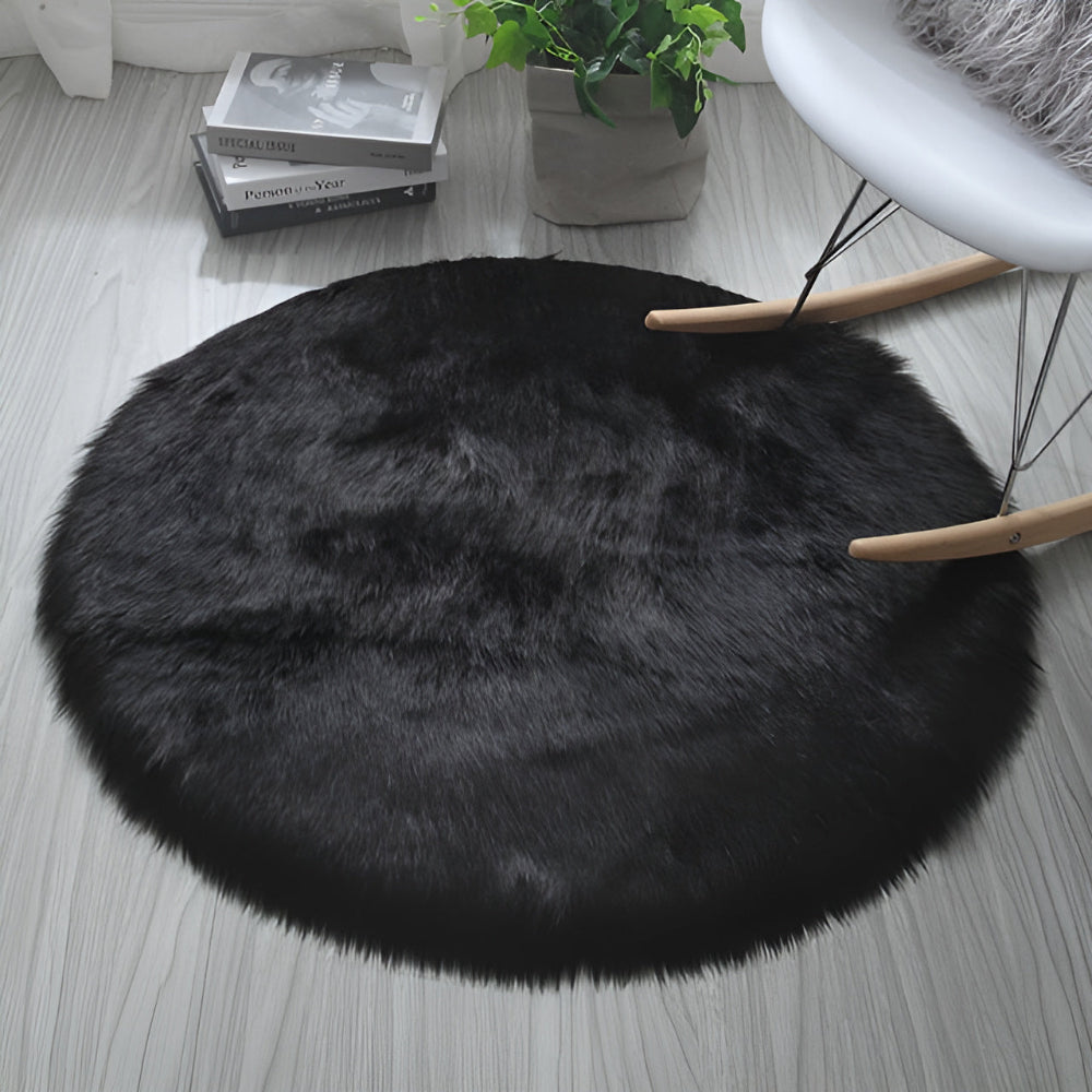 Round Plush Bedroom Floor Rug